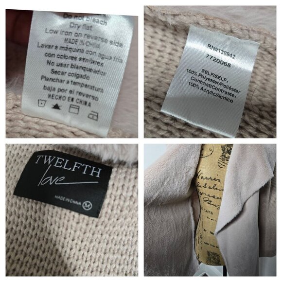 Pale Pink Soft Cozy Faux Fur Wrap Sweater Jacket - Picture 4 of 13